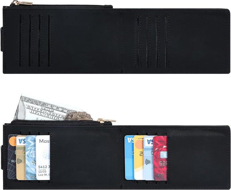 Chelmon Womens Wallet Slim RFID Blocking Bifold Multi Card Case Wallet with Zipper Pocket (Black Smooth) - Image 4